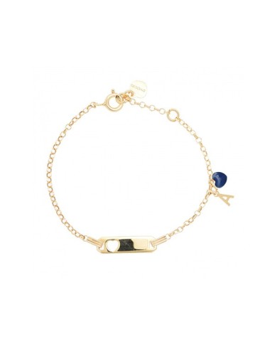 Bracciale argento 925 giallo con cuore blu