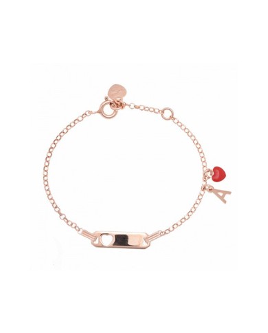 Bracciale argento 925 rosa e cuore rosso