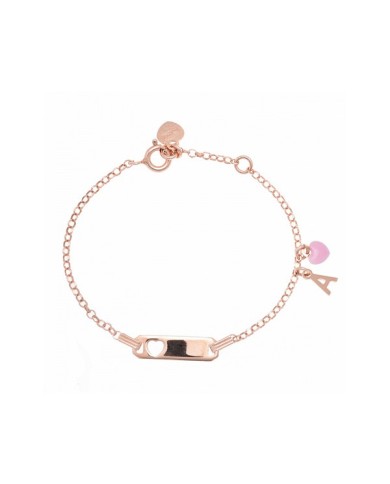 Bracciale rosa in argento 925 con cuore rosa
