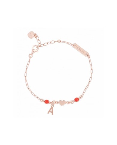 Bracciale in argento 925 rosa con cuore rosso