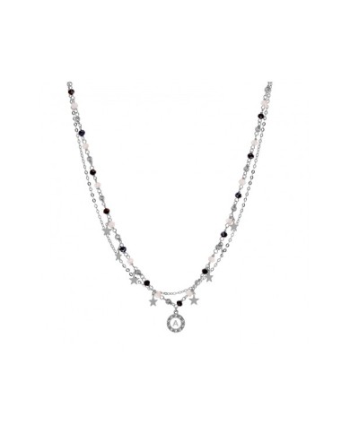 Collana in argento 925 rodio pietre Fumè