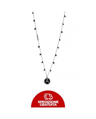 Collana Lunga in Argento 925 Rodio con Stelle
