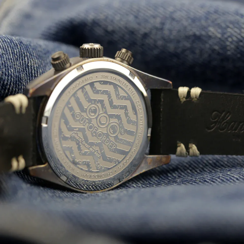 CREAM SPORTY CRONOGRAFO - BLACK LEATHER STRAP