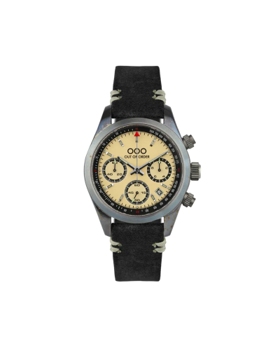 CREAM SPORTY CRONOGRAFO - BLACK LEATHER STRAP
