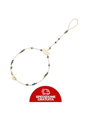 Baciamano in oro 9kt con quarzo azzurro