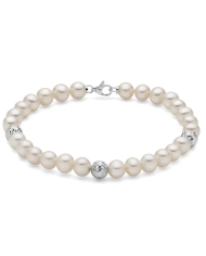 Bracciale di perle Oriente con tre sfere in oro bianco ...