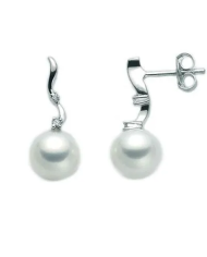 Orecchini Miluna con Perle e Diamanti 0.034ct in oro bianco ...