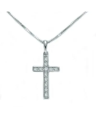 Girocollo Donna Miluna Croce Oro bianco Diamante 0.06 ...