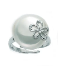 Anello Miluna in argento con Perla Coin e zirconi PLI1487