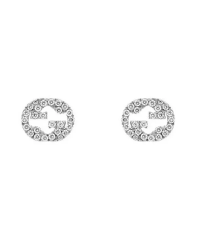 orecchini a bottone gucci interlocking con diamanti