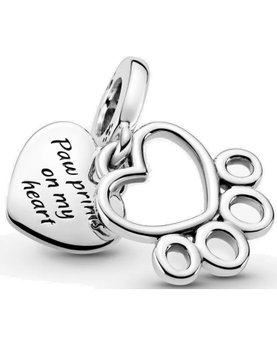 Charm Pendente Cuore e Zampa | Argento sterling