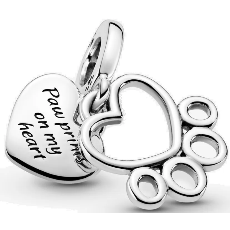 Charm Pendente Cuore e Zampa | Argento sterling