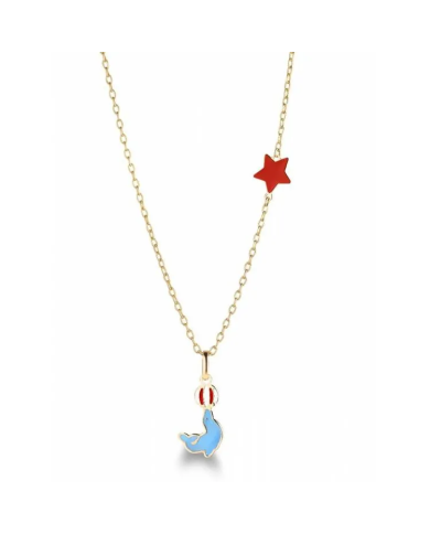 LeBebé Collana Oro Giallo Foca e Stellina Smaltati PMG161