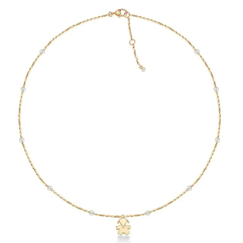 Collana Le Perle con sagoma bimba in oro giallo e diamante