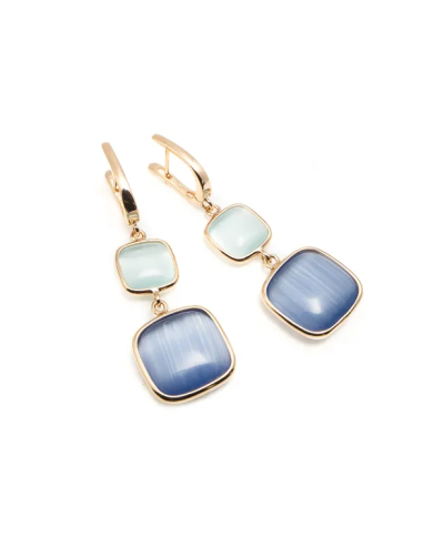 Orecchini Madi Laguna Blu con Doppio Quarzo Idrotermale