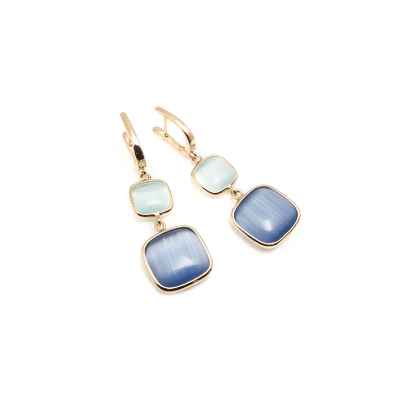 Orecchini Madi Laguna Blu con Doppio Quarzo Idrotermale