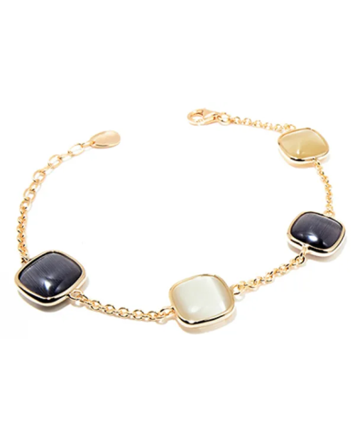 Bracciale Madi Laguna Pesca con Quattro Quarzi Idrotermali Colorati