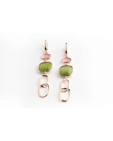 Orecchini Madi Catene lime e rosa in argento