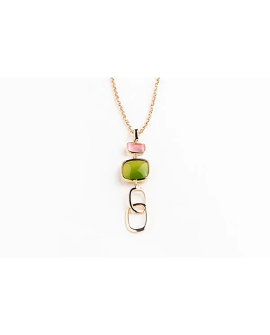 Collana Madì Donna Catene lime in Argento Quarzo idrotermale