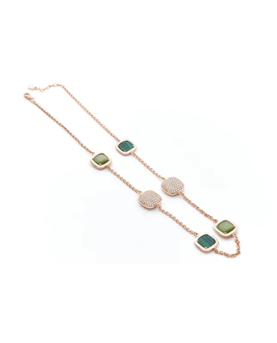 Collana Madi Collezione Safari con Quarzi Idrotermali Verdi e Malachite