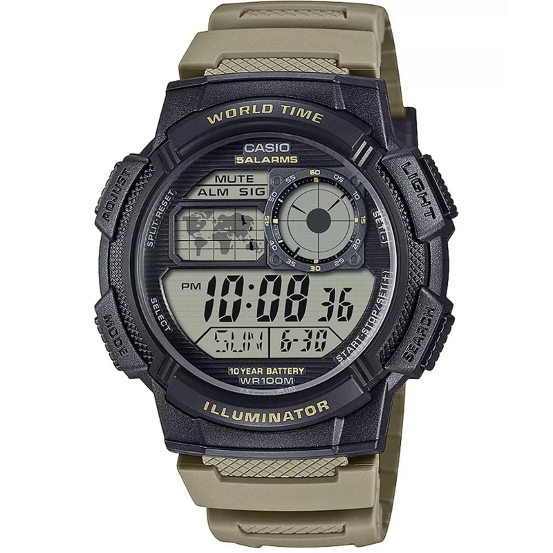 Orologio CASIO SPORT Mod. DIVER - WORLD TIME ILLUMINATOR 5 ALARMS. 10 YEARS BATTERY Uomo