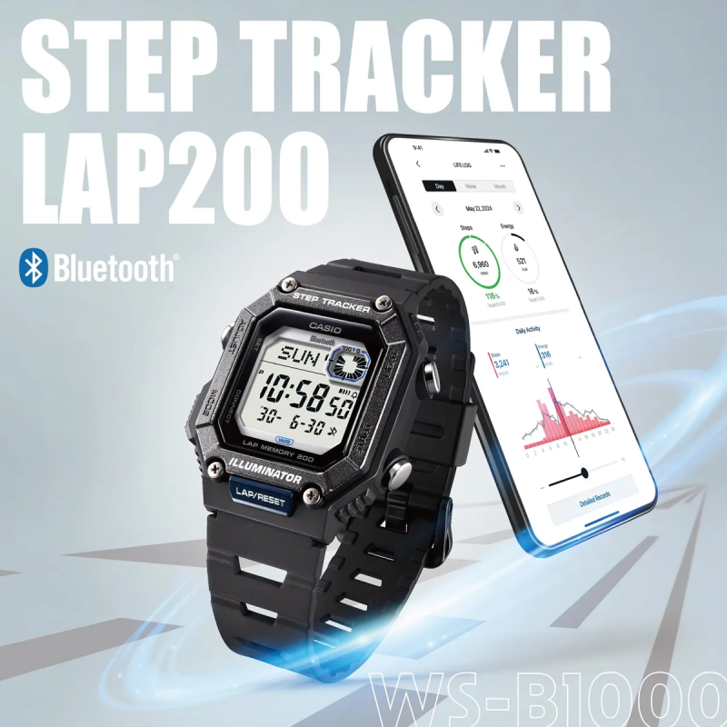Orologio CASIO COLLECTION Mod. STEP TRACKER LAP 200 - BLACK Uomo