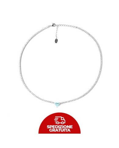 Collana Argento tennis zirconi con cuore