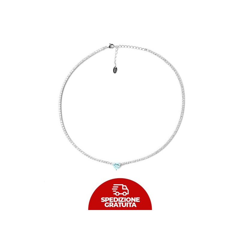 Collana Argento tennis zirconi con cuore