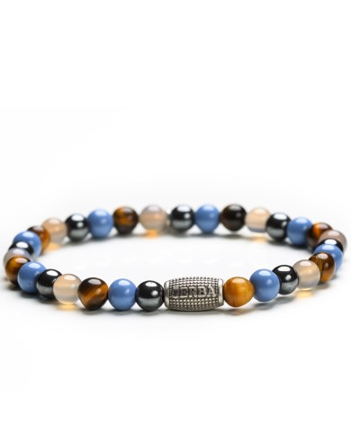 Bracciale Stone Atoll occhio di tigre quarzo ematite argento
