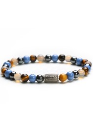 Bracciale Stone Atoll occhio di tigre quarzo ematite argento