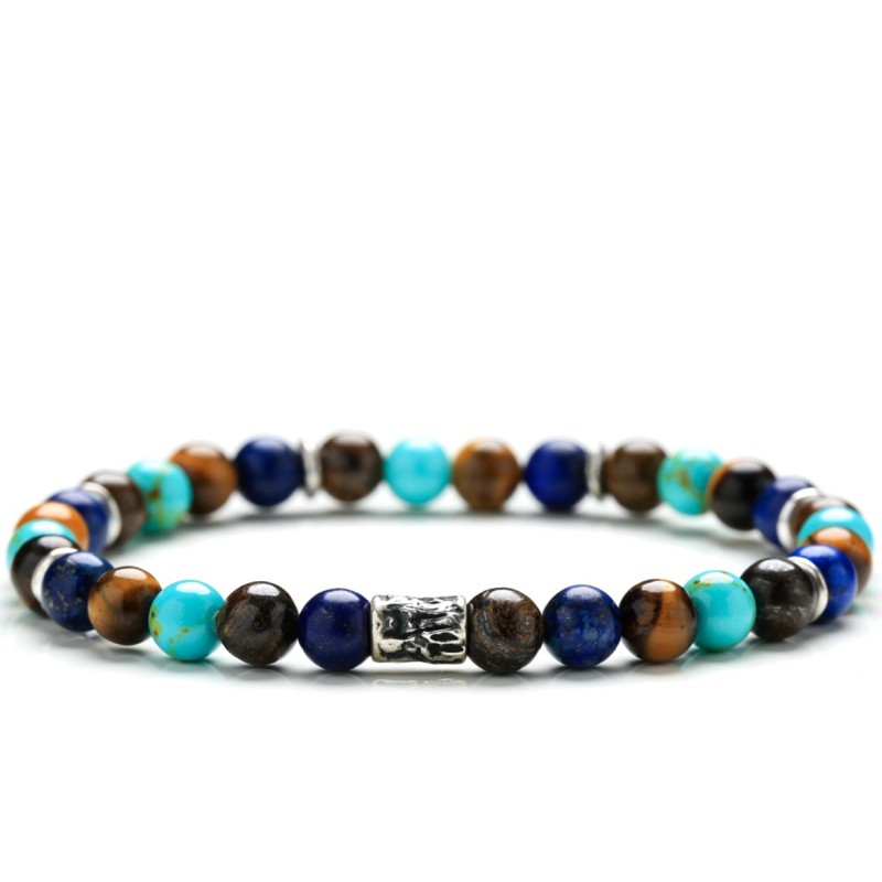 Bracciale Stone Rock Colored Aulite Occhio di tigre Argento