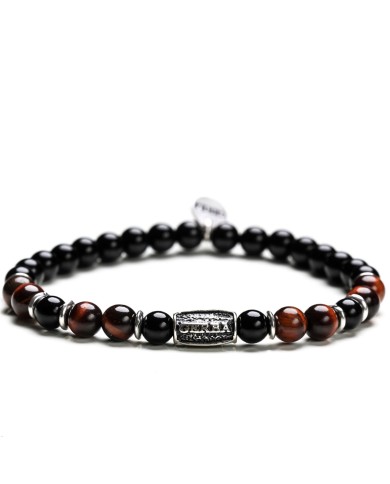 Bracciale Stone Red And Black occhio di tigre onice argento