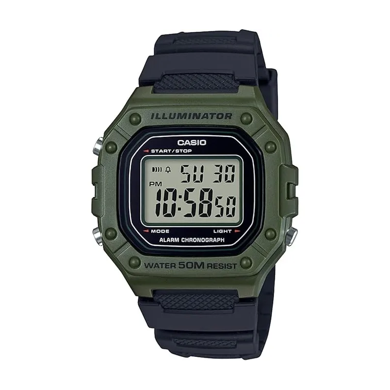 Orologio â€‹CASIO TIMELESS COLLECTION SPORT ILLUMINATOR WR 50M, ALARM, CHRONOGRAPH - ARMY GREEN Uomo