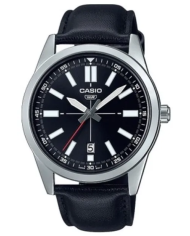 Orologio CASIO COLLECTION CASUAL DATE - LEATHER, BLACK Uomo