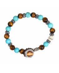 Bracciale Gerba LAB pietra Occhio di Tigre turchese e ambra