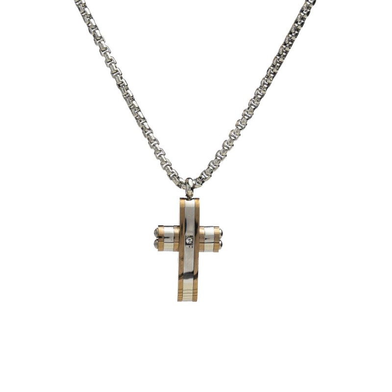 Collana croce acciaio classico