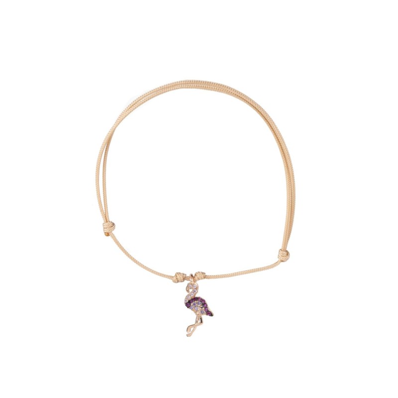 Bracciale Feel Rainbow Argento Cordino Fenicottero