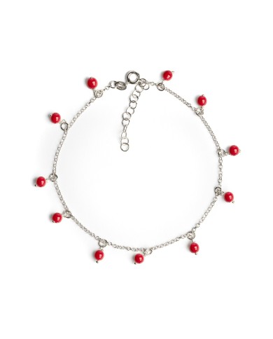 Cavigliera Catena Argento Con Perle Pendenti