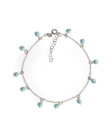 Cavigliera Catena Argento Con Perle Pendenti