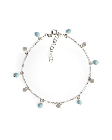 Cavigliera Catena Argento Con Perle Pendenti e Cuori