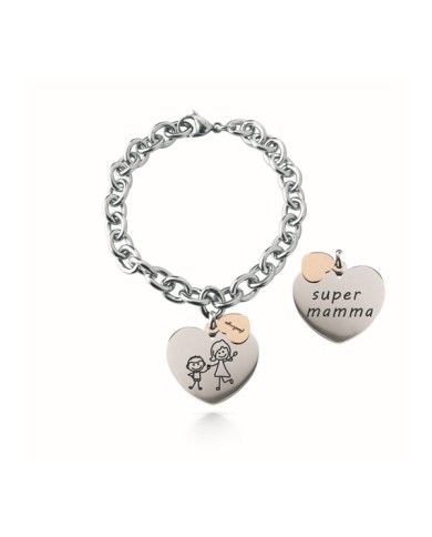 Bracciale Catena rolò, acciaio &#8211; Super Mamma &#8211; Bimbo