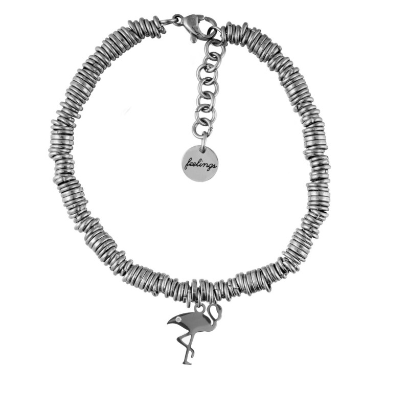 Bracciale multirondella, acciaio &#8211; fenicottero