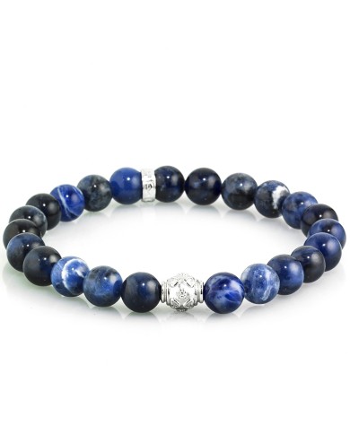 Bracciale Stone Sodalite blue componenti in Argento