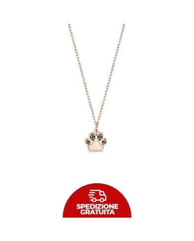 Collana in oro con ciondolo a forma di zampetta e diamanti neri