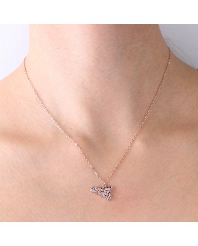 Collana in Argento 925 con ciondolo isola di Sicilia impreziosita da pavè di zirconi multicolore