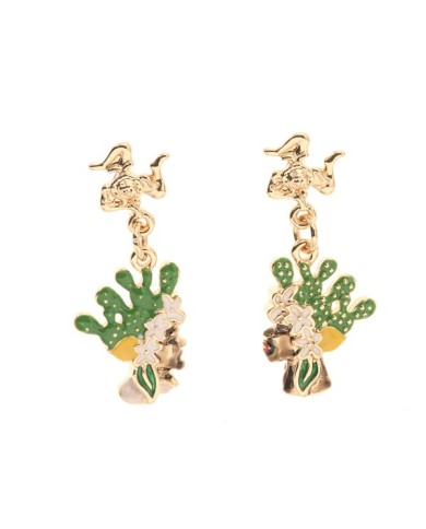 Orecchini in Metallo con chiusura a clip con tre gambe della Trinacria e teste di moro impreziosite da smalti colorati