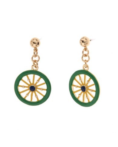 Orecchini in Metallo con ruote del carretto siciliano e smalti colorati