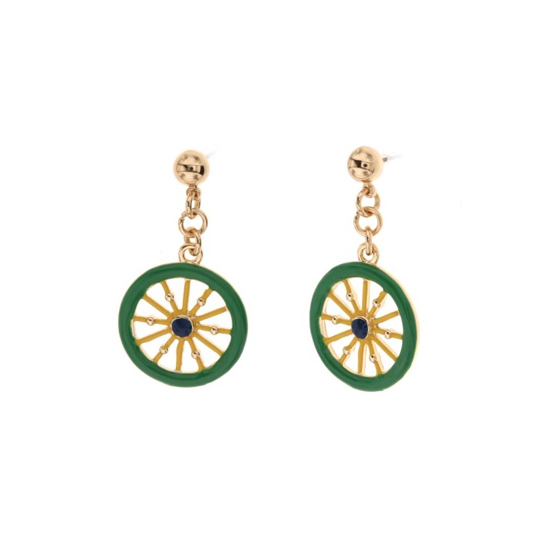 Orecchini in Metallo con ruote del carretto siciliano e smalti colorati
