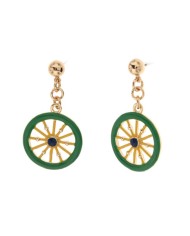 Orecchini in Metallo con ruote del carretto siciliano e smalti colorati