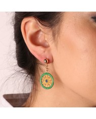 Orecchini in Metallo con ruote del carretto siciliano e smalti colorati